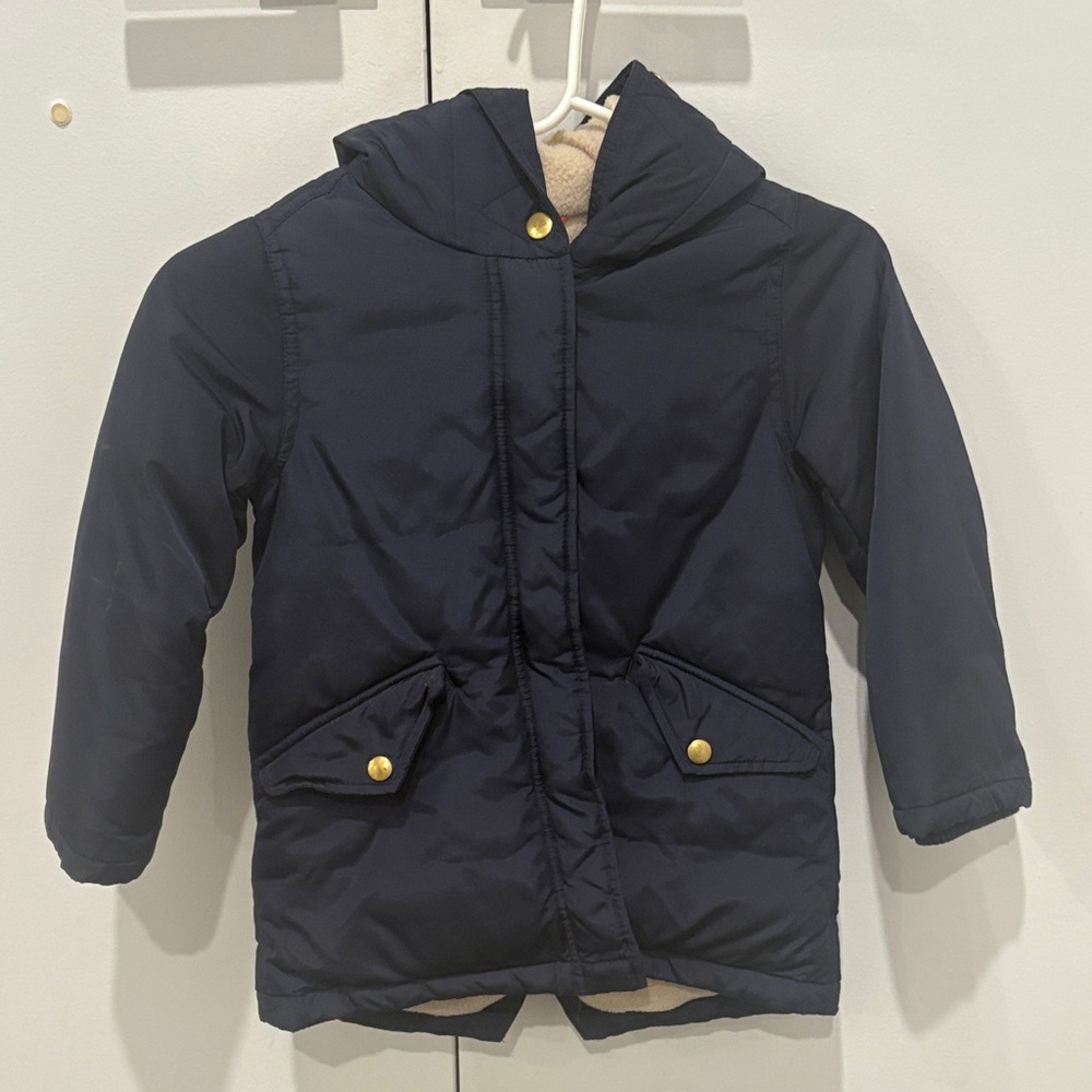 Crewcuts Dark Blue Puffer Jacket with Gold Accents